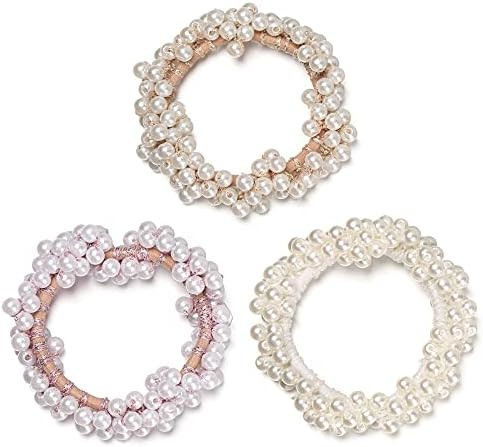 Briskyloom Hair Scrunchies, 3 Pcs Pearl Scrunchies Ring Handmade Beaded Tie Bracelet Dual-purpose He | Amazon (CA)