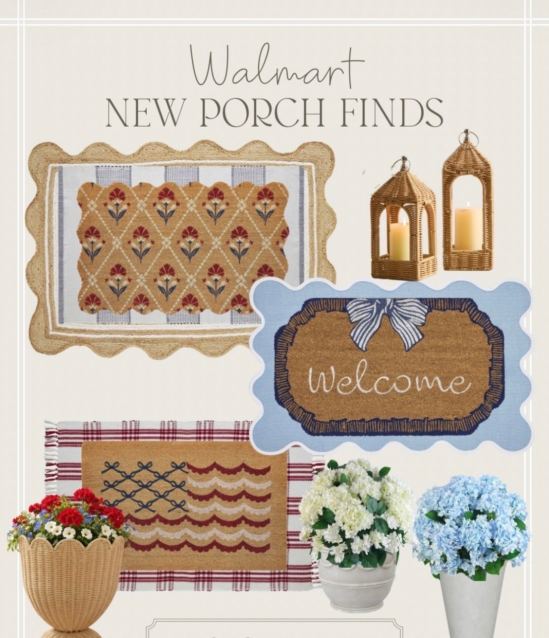 New Walmart front porch finds! Love these layering accent rugs and coordinating mats! Perfect for a seasonal porch refresh! Festive, patriotic, 4th of July decor 

#LTKHome #LTKSeasonal
