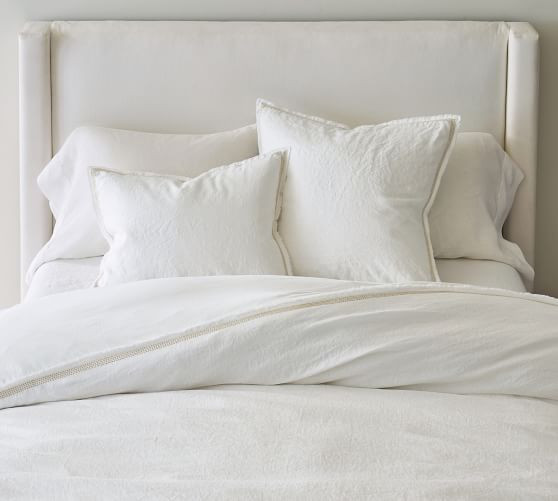 Belgian Flax Linen Fringed Border Stitch Duvet Cover | Pottery Barn (US)