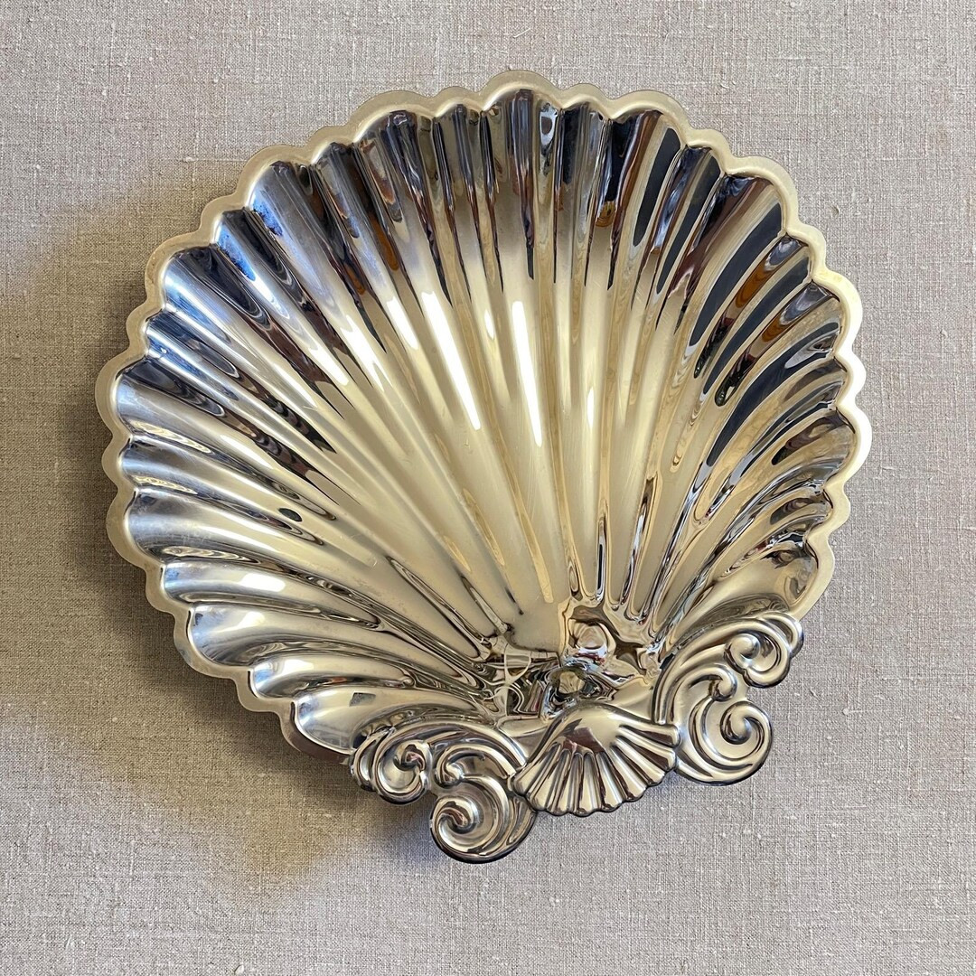 LARGE SEASHELL BOWL / Dish / Platter / Plate / Silver Tone Metal / Clamshell / French Vintage / S... | Etsy (US)