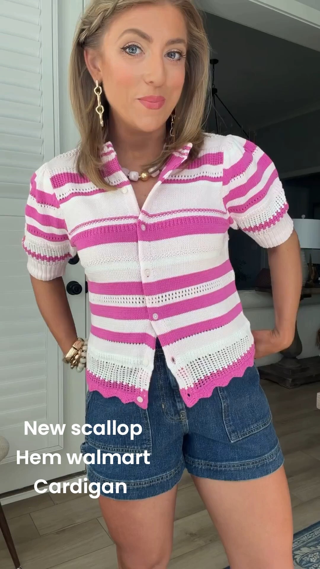 This pink striped crochet cardigan is giving major coastal summer vibes! The beautiful open-knit details, scalloped trim, and bright pink stripes make it such a fun statement piece. Paired with denim shorts for an effortless look that feels polished but comfortable. One of my favorite Walmart fashion new arrivals this season!

#WalmartFashion #PinkStyle #SummerFashion #CrochetCardigan #WalmartNewArrivals #AffordableStyle #DenimShorts #CoastalStyle #SummerOOTD #FashionFinds #CasualChic #EverydayStyle #WalmartFinds #SummerWardrobe

#LTKootd #LTKPetite