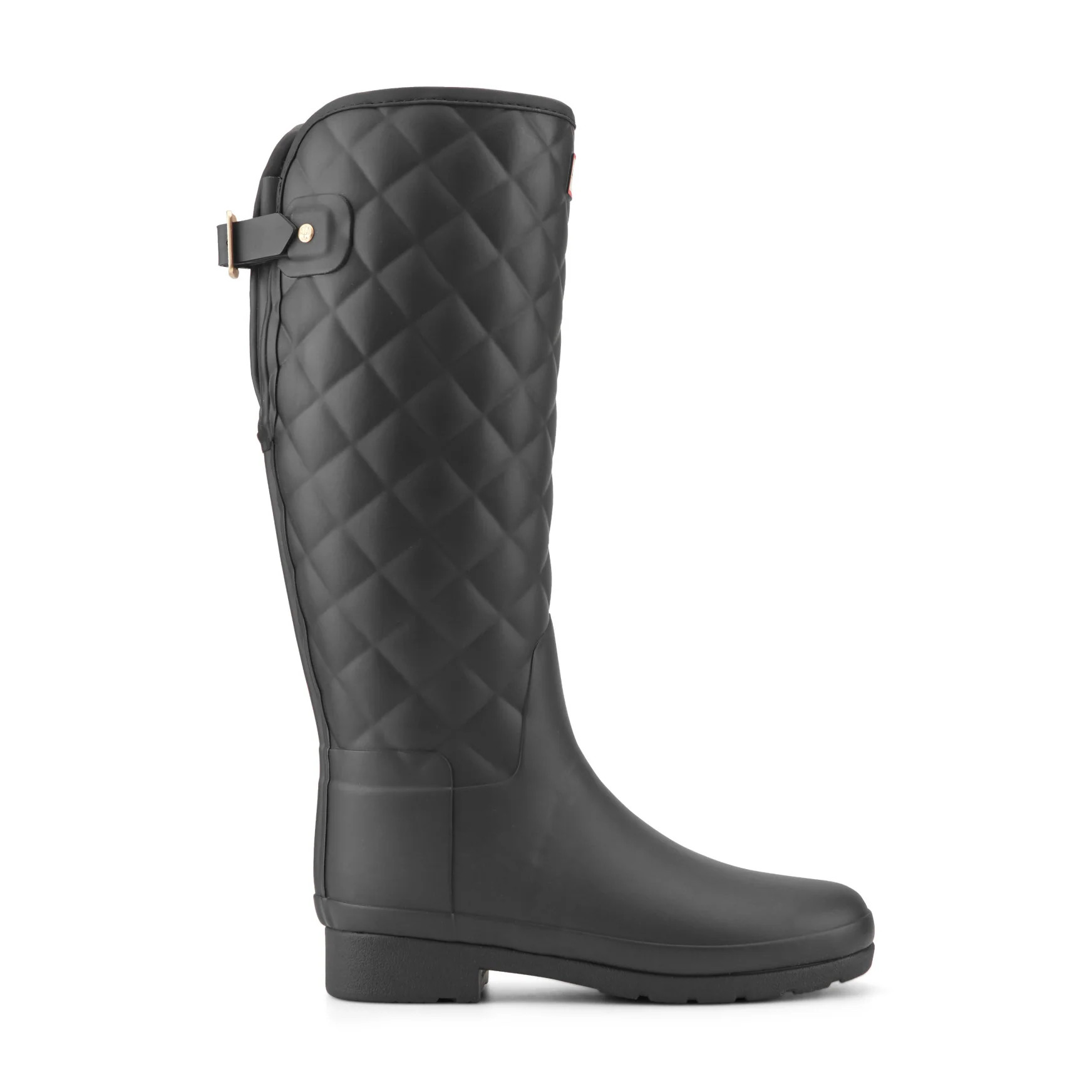 Women's Refined Adjustable Quilted Slim Fit Tall Rain Boots - Black Matte | Hunter Boots | Hunter Boots