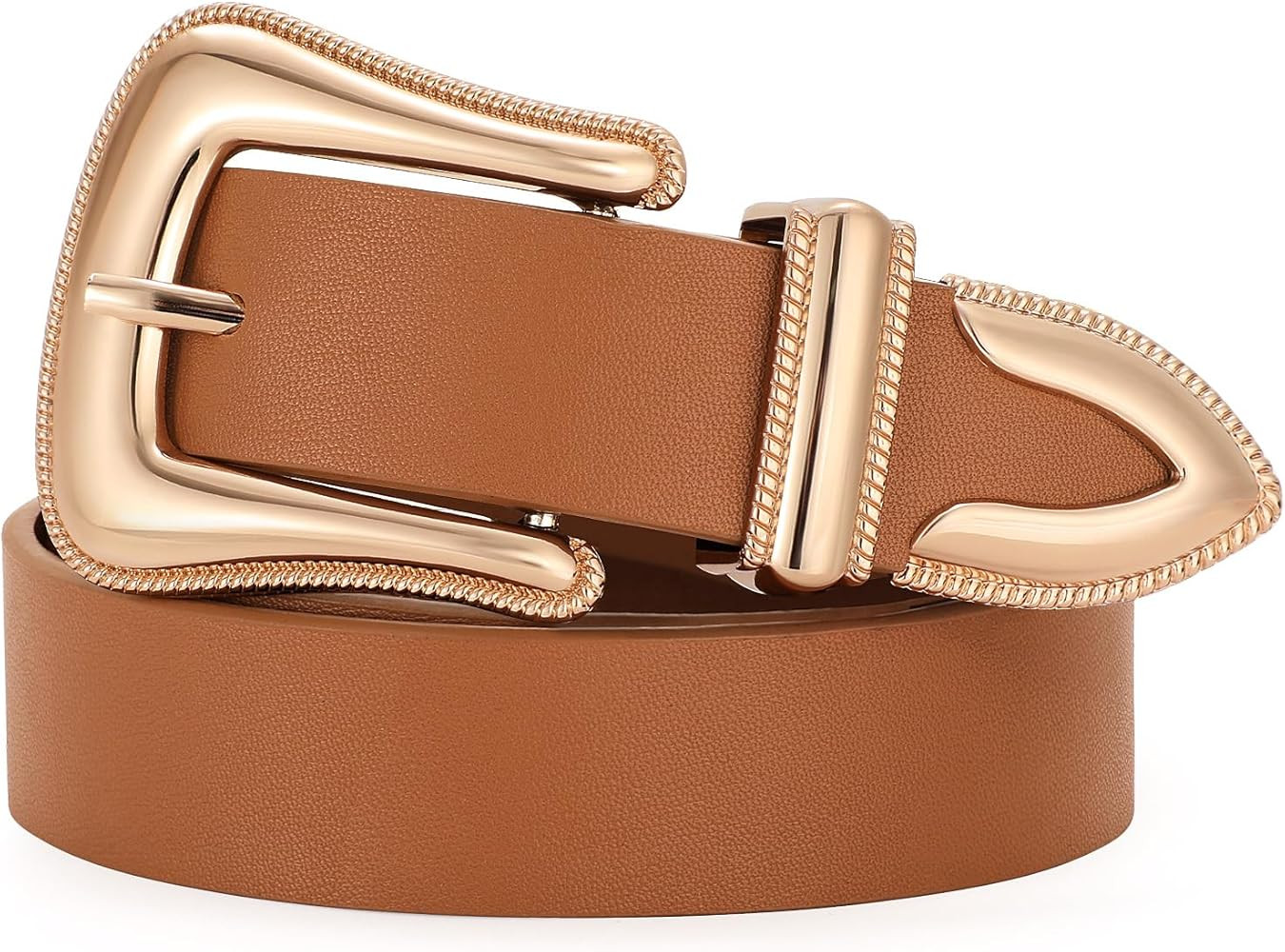 Women Leather Belt Fashion Leather Waist Belt for Pants Jean Ladies Western Leather Belt | Amazon (US)