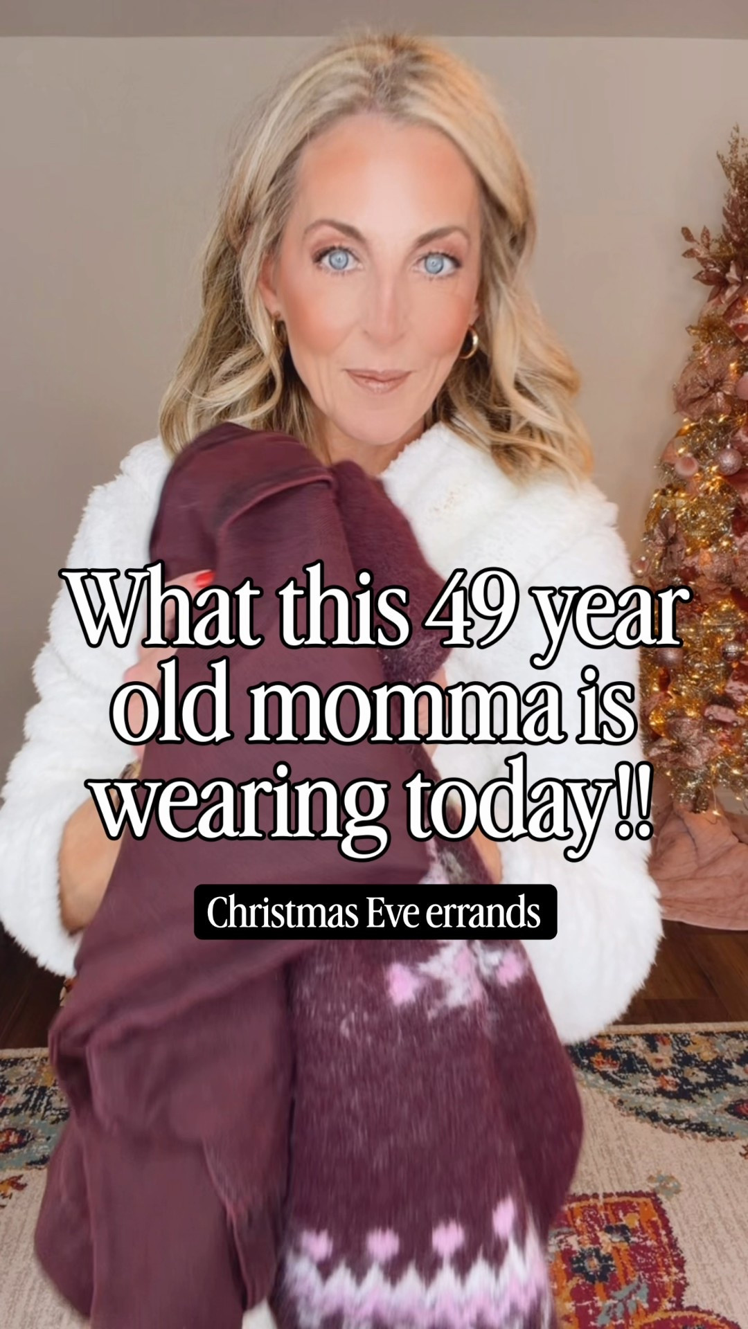 POV: You still need holiday supplies, but church is tonight and Santa’s coming. This is what I am wearing while rounding up last-minute holiday supplies, prepping Santa cookies, getting the house ready, and squeezing in errands before Christmas Eve service 🎄Comment Target for all the details! 

Cozy, festive, and easy—this burgundy floral full-zip mock turtleneck cardigan is doing all the heavy lifting (comes in four color patterns!), paired with my mid-rise wide-leg cargo jeans that are on sale for $22. Casual enough for running around, cute enough to feel put together, and finished with sneakers because comfort is non-negotiable today.

#LTKdayinmylife #LTKHoliday #LTKootd