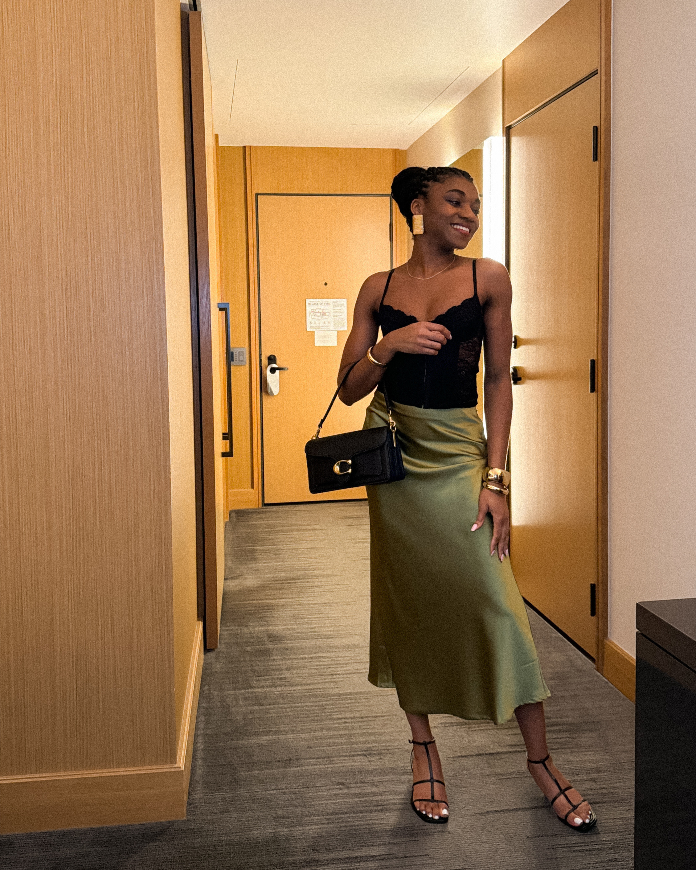 Summer Date Night Outfit. 
I've updated links to the skirt that are now in stock. Get it before it sells out!

Olive green satin skirt and corset outfit with gold jewelry and Coach Tabby 26 Refresh bag in black

#datenightoutfit #satinskirt #summeroutfits #datenightoutfits #chicstyle#LTKSummerEdit #coach #coachtabby

#LTKItBag #LTKTravel