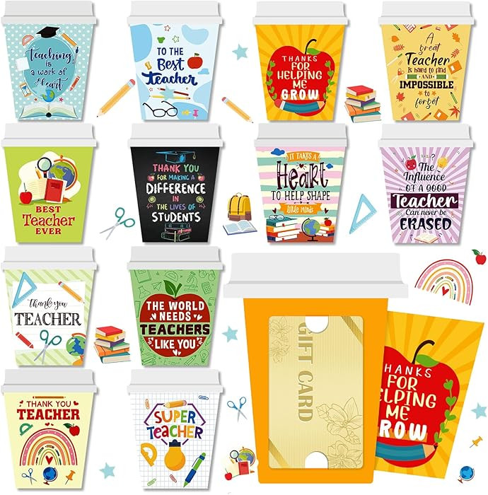 48 Pack Teacher Appreciation Gift Bulk Coffee Cup Card Thank You Gift Cards Holder Graduation Cof... | Amazon (US)