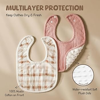 6-Pack Muslin Baby Bibs for Unisex Boys Girls, Cotton Baby Drool Bibs, Drooling and Teething Bibs... | Amazon (US)