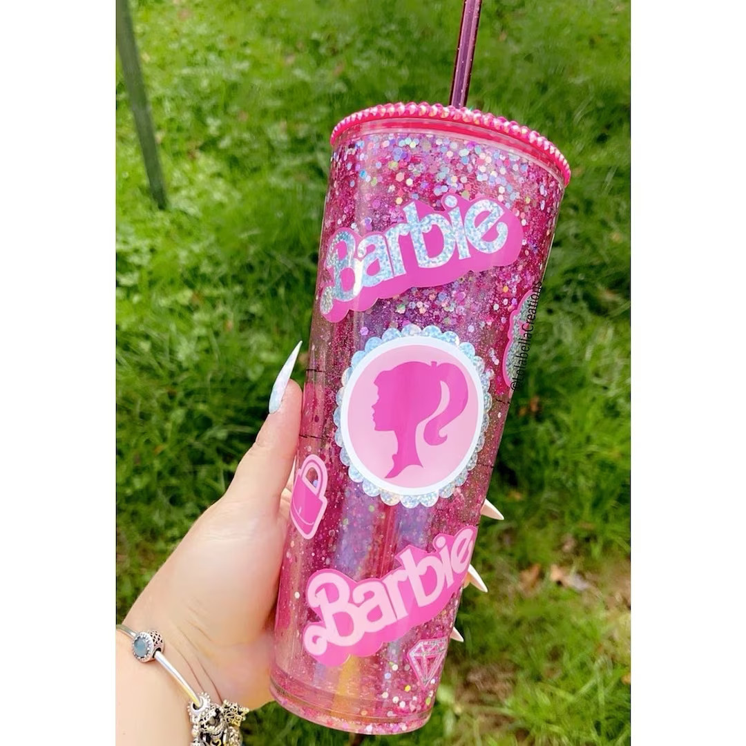 SnowGlobe, Glitter Starbucks Tumbler, BARBIE , bling cup, double wall, hot or cold coffee drink 2... | Etsy (US)