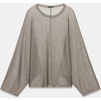 Zara - Metallic Thread Top - Dark Silver - S - Woman | Zara UK