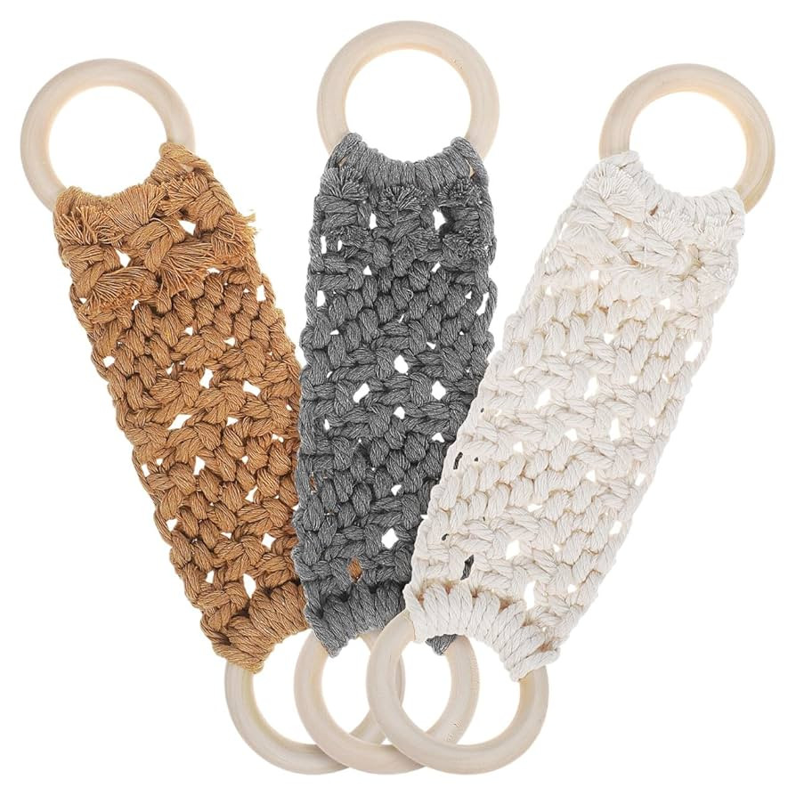 CLISPEED 3Pcs Hanging Dish Towel Holders: Crochet Kitchen Towel Holder Bathroom Towel Ring Towel ... | Amazon (US)