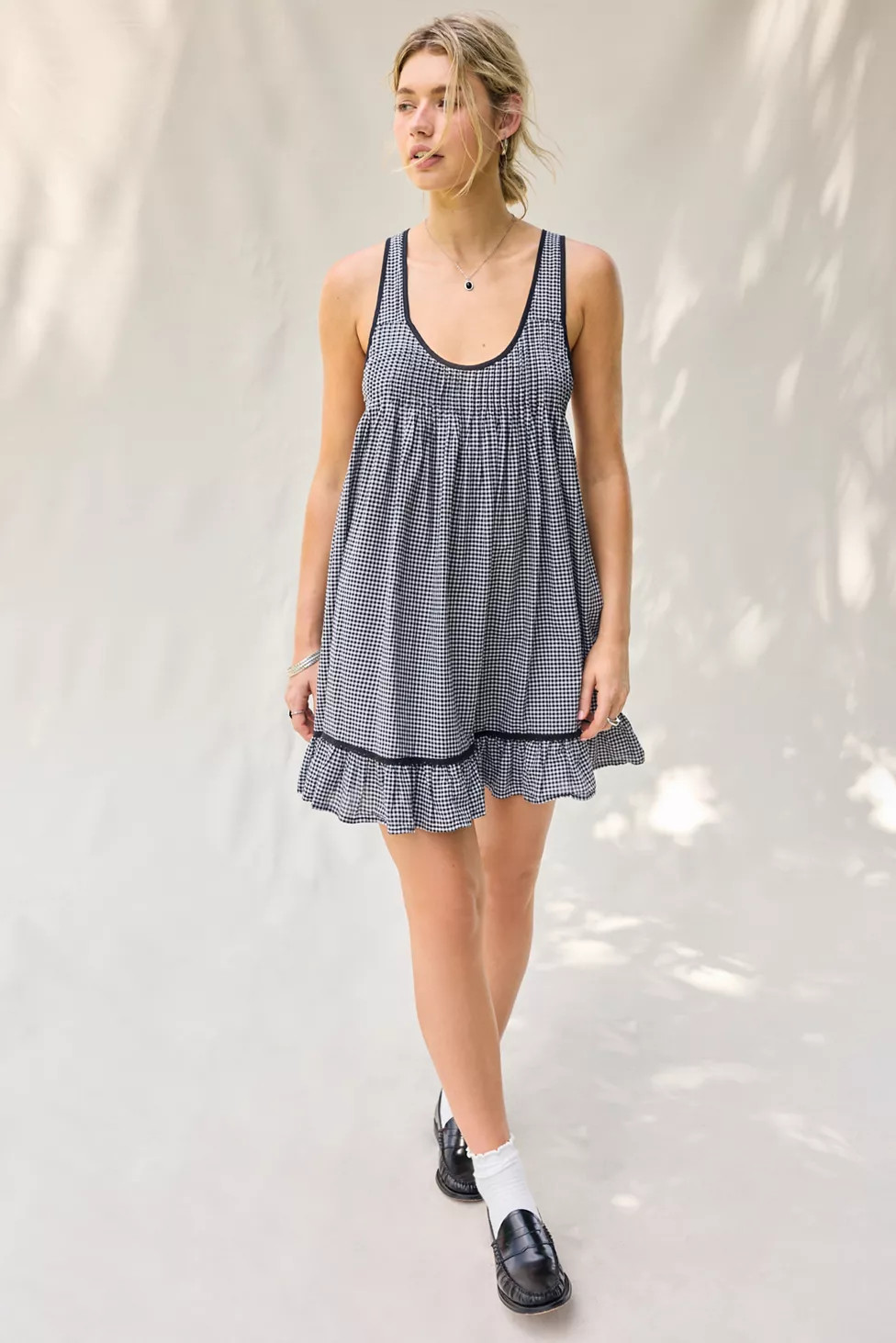 Kimchi Blue Gracie Gingham Cotton Sleeveless Frock Mini Dress | Urban Outfitters (US and RoW)