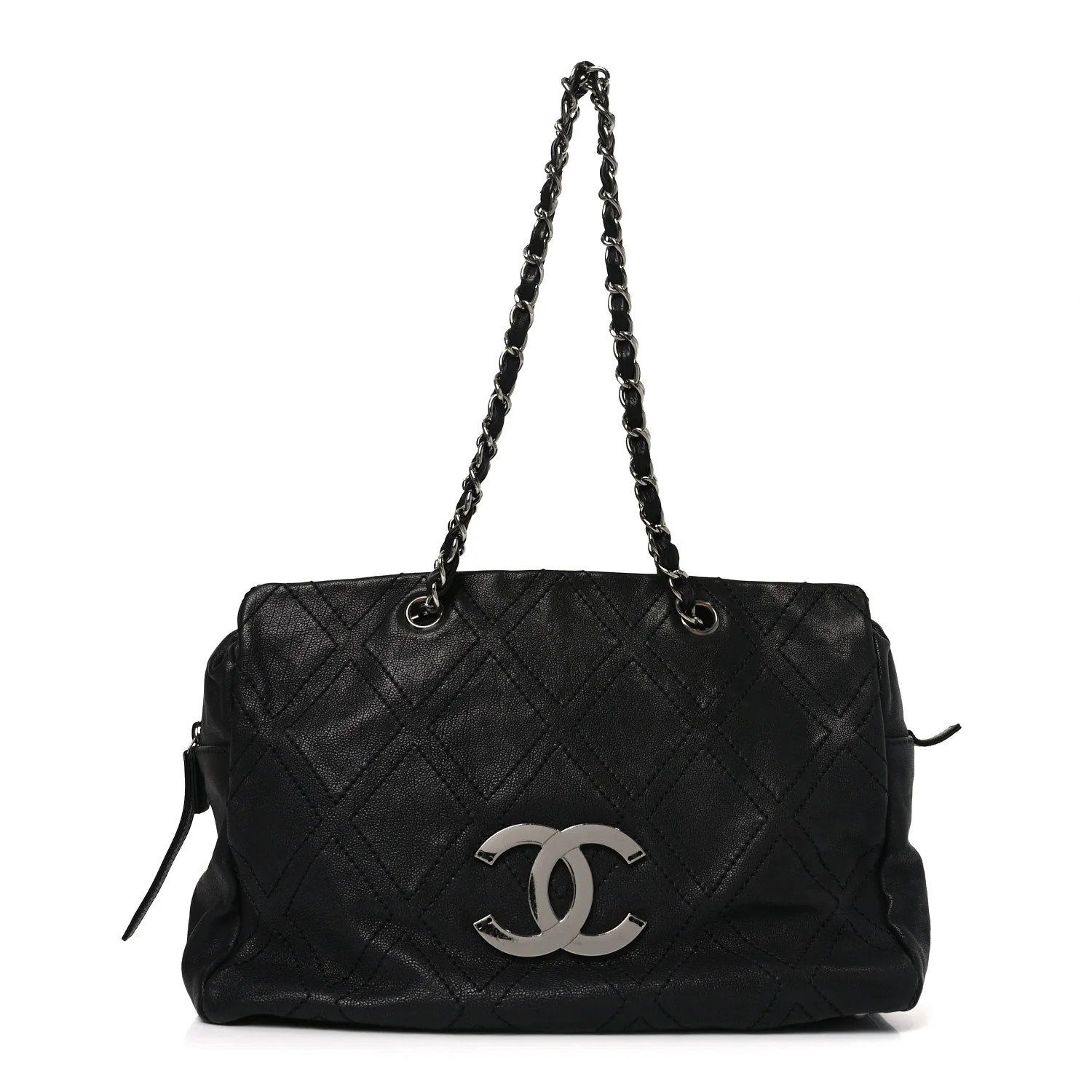 Calfskin Small Diamond Stitch Tote Black | FASHIONPHILE (US)