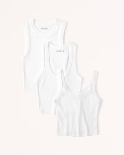 3-Pack Essential Rib Cropped Tanks | Abercrombie & Fitch (US)