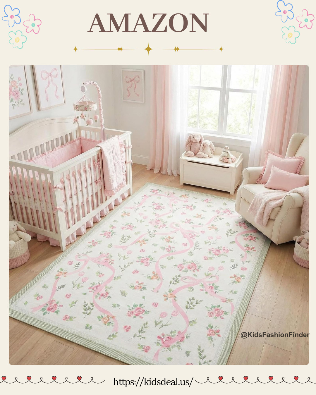 🌸🎀 Coquette Dream Rug — Nursery Must-Have!

Soft ivory base with pink roses +pinl ribbon bows = pure romantic vibes 💕✨
Perfect for a nursery or girls’ room to create that dreamy, cozy aesthetic 🌷

The cutest way to elevate your space instantly 😍

#CoquetteAesthetic #NurseryDecor #GirlsRoom #PinkDecor #BowAesthetic #RoomInspo #MomFinds #KidsRoomDecor #HomeDecor #AmazonFinds #SoftGirlStyle 🌸💗 

 #LTKHome #LTKBaby #LTKKids
