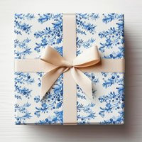 Blue & White Christmas Wrapping Paper Elegant Gift Wrap Roll Scandi Wrapping, Pine | Etsy (US)