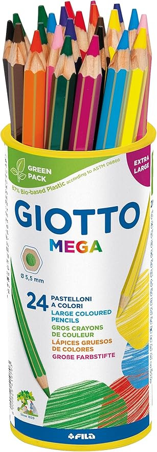 GIOTTO Mega Chunky Colouring Pencils, 24 Assorted Colours, Ideal for Children, Parties and School... | Amazon (US)
