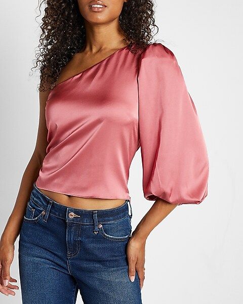 One Shoulder Puff Sleeve Top | Express