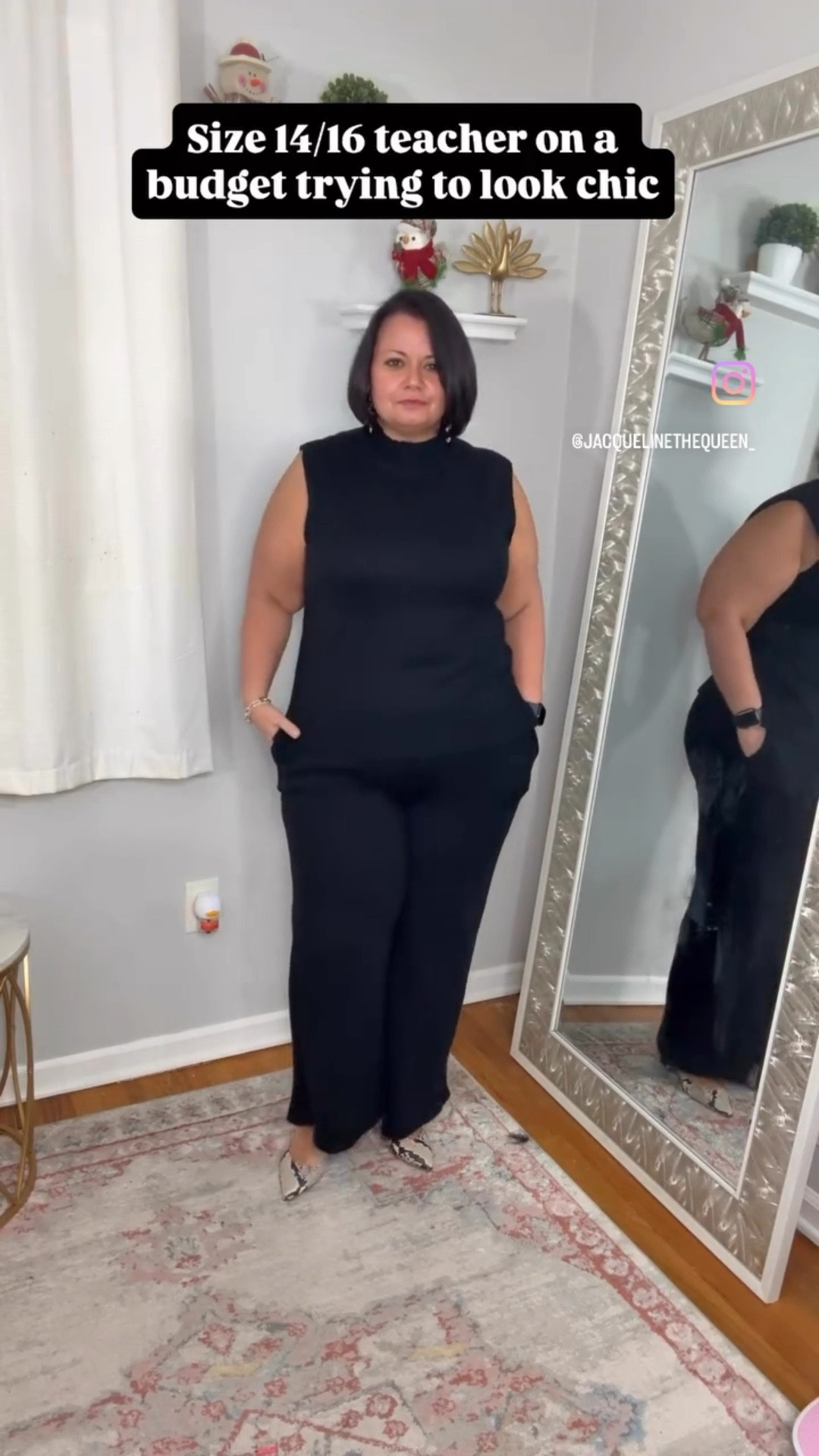 There is nothing classier than a black two piece knit set! Material like this never looks good on my legs, but this set exceeded my expectations! 
.
I’m wearing a size XL

#LTKMidsize #LTKootd #LTKWorkwear