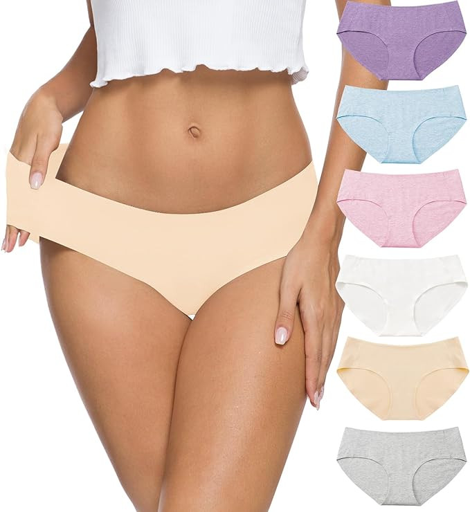 Altheanray Womens Underwear Cotton Underwear for Women Seamless Hipster Bikini Briefs Panties 6 P... | Amazon (US)