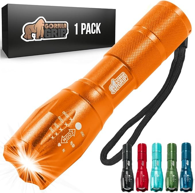 Gorilla Grip Powerful LED 750 FT Water Resistant 5 Adjustable Mode Tactical Flashlight, High Lume... | Amazon (US)