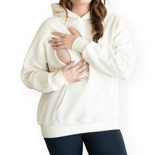 Mom to be Boutique Women's Postpartum Nursing Hoodie, Breastfeeding Sweatshirt with Zippers, Maternity tops, casual clothes. Cream | Amazon (US)
