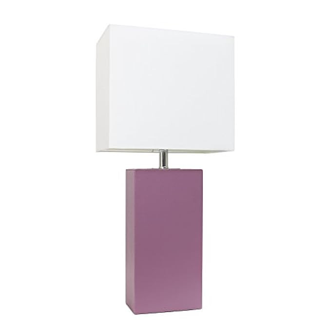Elegant Designs LT1025-PRP Modern Leather Table Lamp with White Fabric Shade, 3.85", Purple | Amazon (US)
