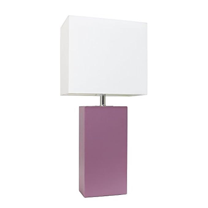 Elegant Designs LT1025-PRP Modern Leather Table Lamp with White Fabric Shade, 3.85", Purple | Amazon (US)