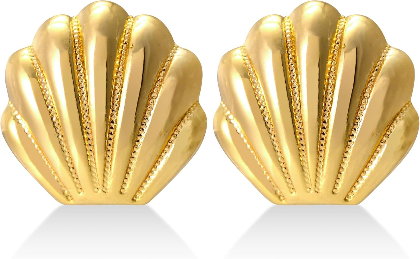 Gold Seashell Earrings for Women Trendy Stud Seashore Earrings Statement Beach Earrings Jewelry G... | Amazon (US)