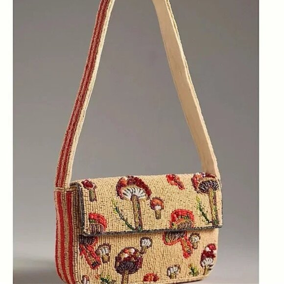 Anthropologie The Fiona Beaded bag Mushroom Print | Poshmark