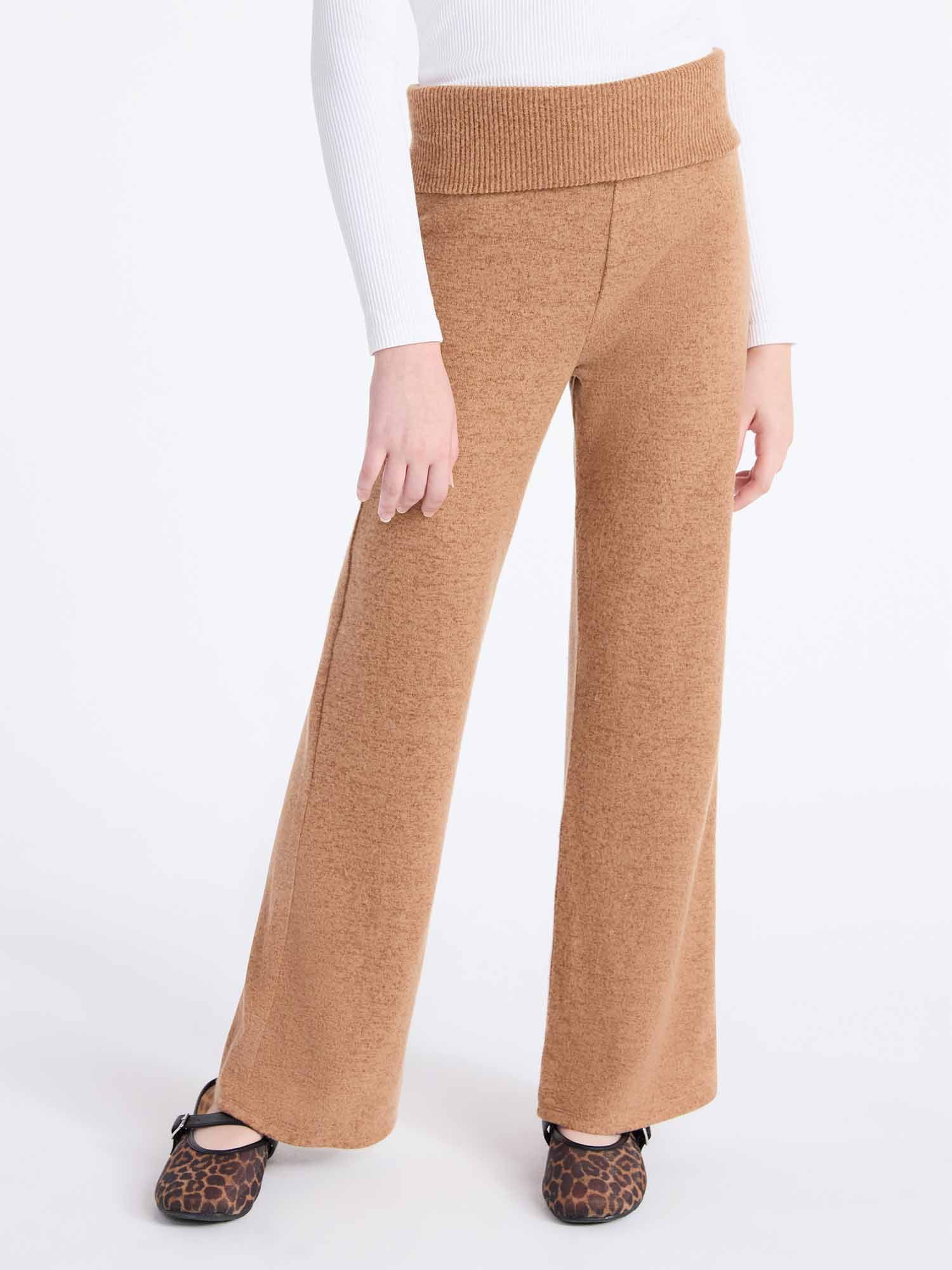 Weekend Academy Girls Cozy Foldover Waist Flare Pants, Sizes 4-18 | Walmart (US)