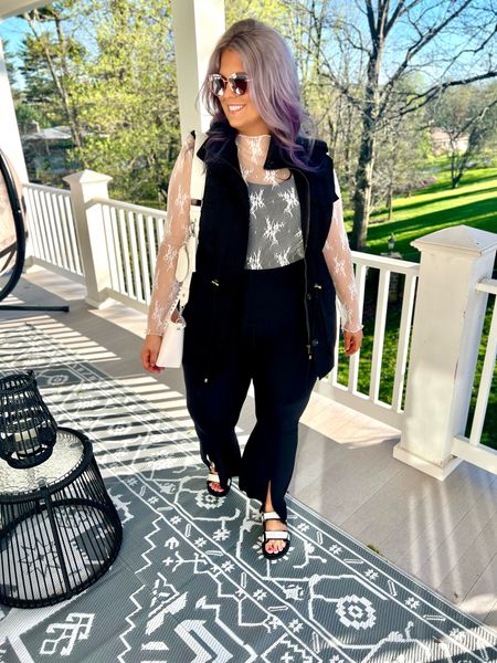 ✨SIZING•PRODUCT INFO✨
⏺ Black Utility Vest •• XXL •• Runs Small @temu 
⏺ Lace Layering Shirt •• XL •• TTS @temu 
⏺ Black Split-Hem Pants •• older from @aerie but linked similar from @halara_official 
⏺ Bling Nature Sandals •• TTS @walmartfashion 
⏺ Cat Eye Sunglasses @walmartfashion 
⏺ White Studded Jelly Shoulder Bag (older from @walmartfashion) 

👋🏼 Thanks for stopping by!

📍Find me on Instagram••YouTube••TikTok ••Pinterest ||Jen the Realfluencer|| for style, fashion, beauty and…confidence!

🛍 🛒 HAPPY SHOPPING! 🤩

#walmart #walmartfashion #walmartstyle walmart finds, walmart outfit, walmart look  #spring #springstyle #springoutfit #springoutfitidea #springoutfitinspo #springoutfitinspiration #springlook #springfashion #springtops #springshirts #springsweater #casual #casualoutfit #casualfashion #casualstyle #casuallook #weekend #weekendoutfit #weekendoutfitidea #weekendfashion #weekendstyle #weekendlook #vest #vestoutfit #outfitwithvest #vestlook #outdoorvest #indoorvest #veststyle #stylingavest #vestfashion #outfitwithavest #outfitsfeaturingavest #looksfeaturingavest #vestoutfits #vestoutfitinspo #vestoutfitinspiration #black #blacklook #blackoutfit #outfitwithblack #lookswithblack #blackoutfitinspo #blackoutfitinspiration #looksfeaturingblack #sandals #springsandals #summersandals #springshoes #summershoes #flipflops #slides #summerslides #springslides #slidesandals 
#under10 #under20 #under30 #under40 #under50 #under60 #under75 #under100
#affordable #budget #inexpensive #size14 #size16 #size12 #medium #large #extralarge #xl #curvy #midsize #pear #pearshape #pearshaped
budget fashion, affordable fashion, budget style, affordable style, curvy style, curvy fashion, midsize style, midsize fashion

#LTKfindsunder100 #LTKmidsize #LTKfindsunder50