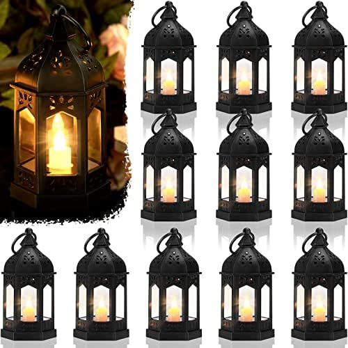 12 Pieces Mini Lanterns with Flickering Led Candle, Batteries Included, Decorative Hanging Candle... | Amazon (US)