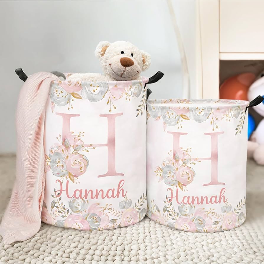 callie Personalized Laundry Basket for Kids Girls, Custom Initial & Flower Laundry Hamper, Clothe... | Amazon (US)