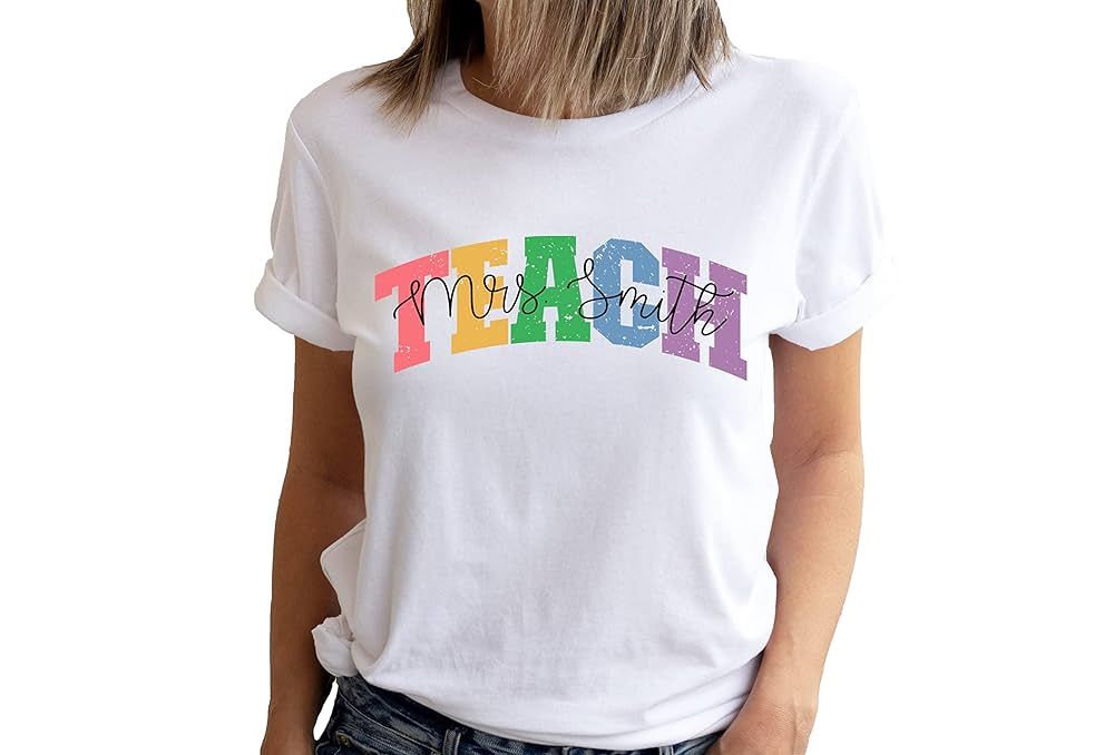 Up2ournecksinfabric - Personalized Shirt For Teacher - Custom Gift for Teacher - Customized Tee -... | Amazon (US)