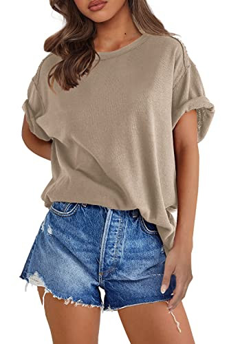 SENSERISE Womens Oversized T Shirts Crewneck Short Sleeve Summer Athletic BF Tees Shirt Loose Fit... | Amazon (US)