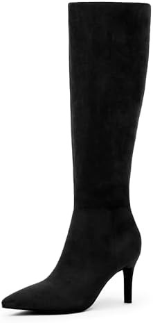 Knee High Boots Women Pointed Toe Tall Boots 3 In Stiletto High Heel Long Boots Side Zipper Dress... | Amazon (US)