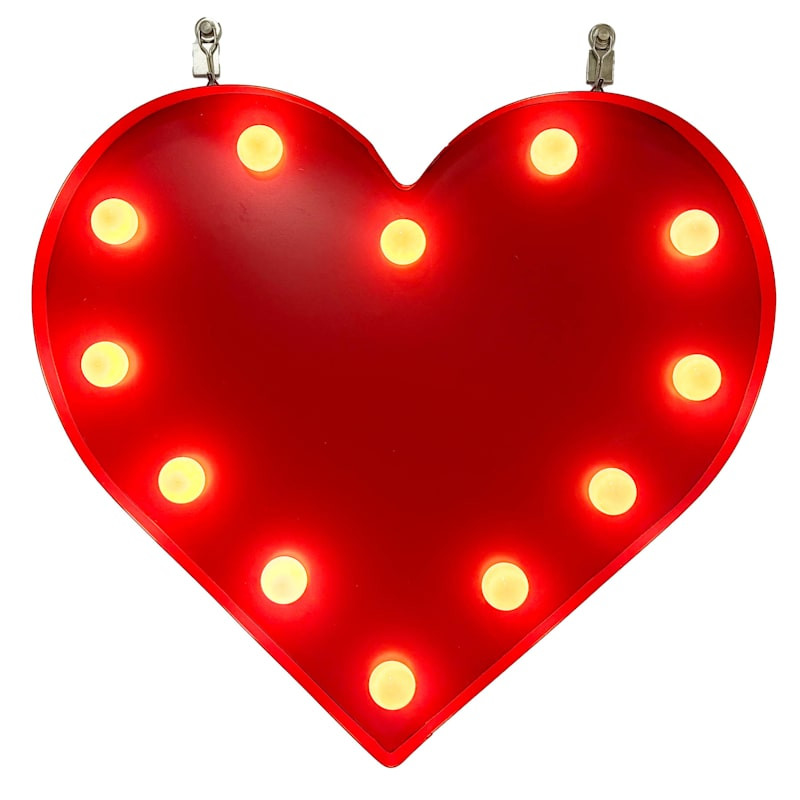 LED Red Metal Heart Decor, 25" | At Home