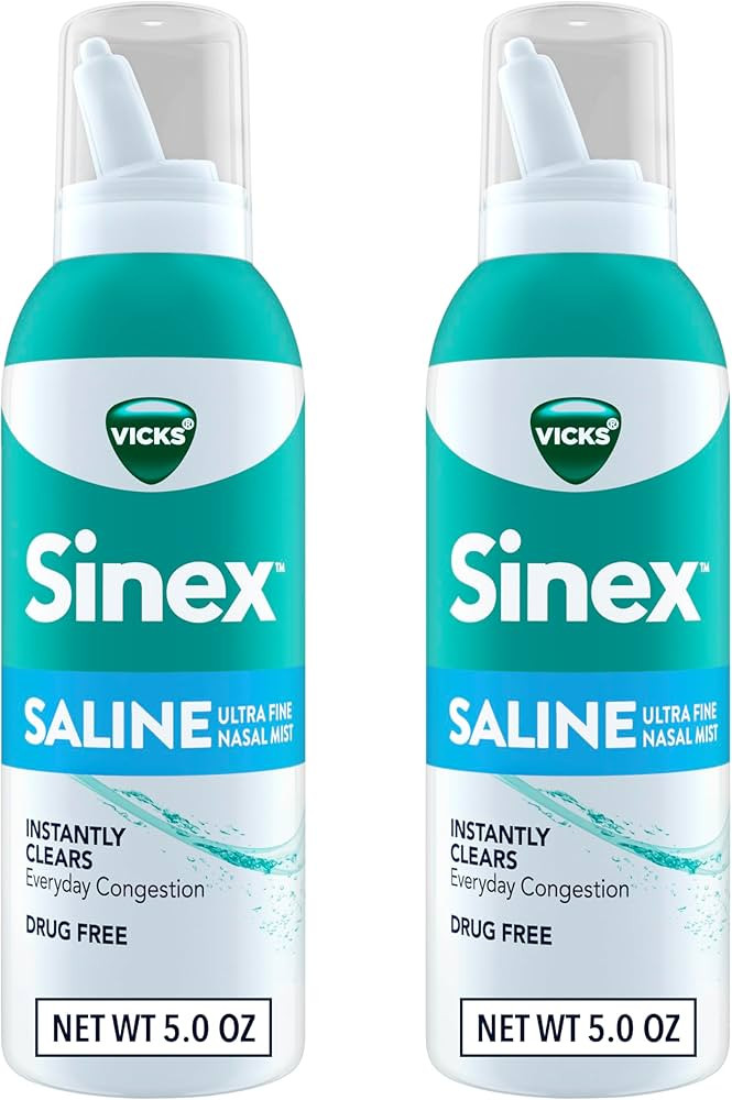 Vicks Sinex SALINE Nasal Spray, Drug Free Ultra Fine Mist, Clear Everyday Sinus Congestion Fast, ... | Amazon (US)