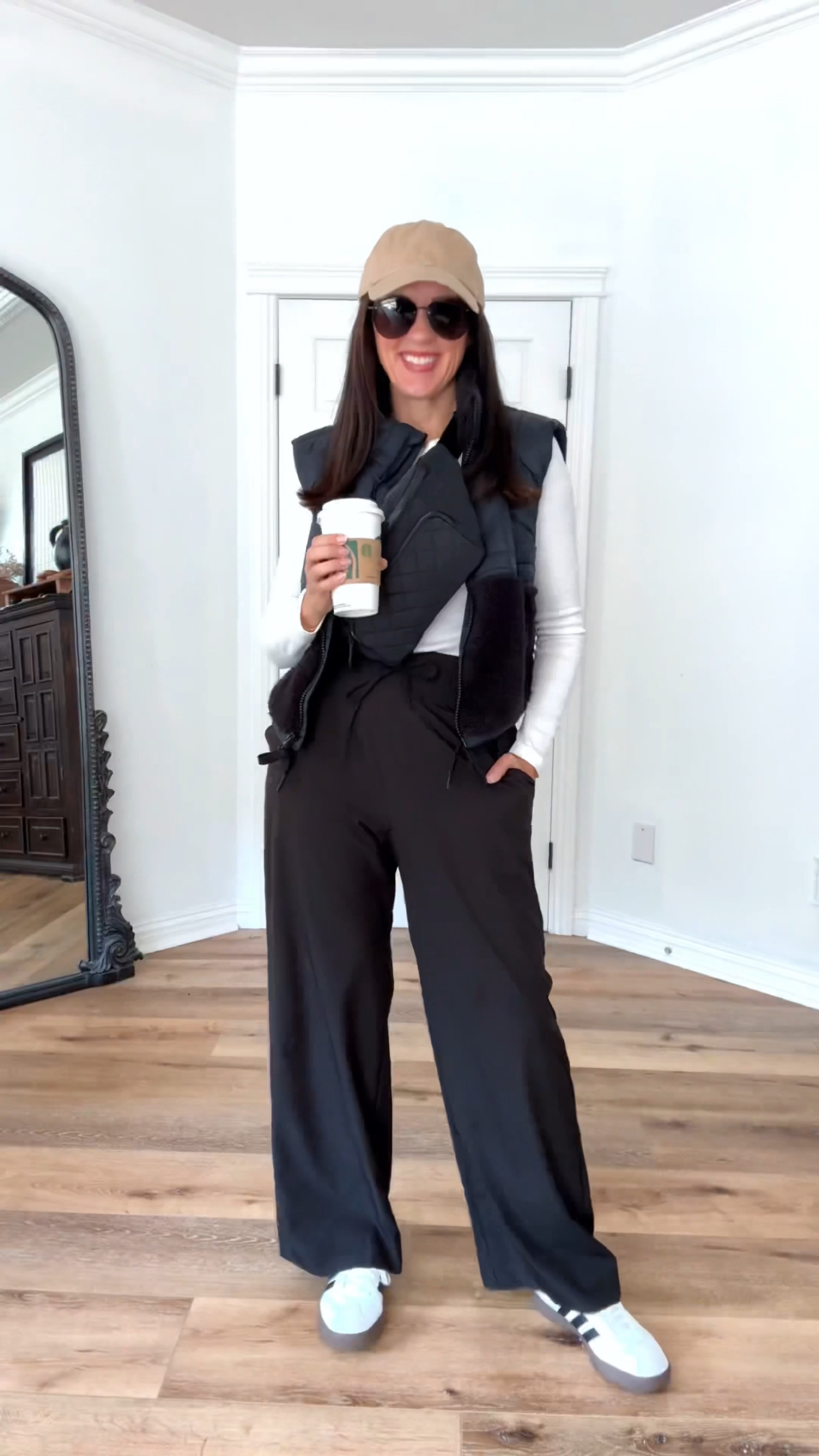 A casual fall look, cute but comfy and functional. A great travel look, too!

Sizing:
Trousers-Albion Fit, wearing medium, regular length 
Long sleeve t-shirt-Target, wearing small
Sherpa vest-Target, wearing medium
Adidas shoes-run TTS

casual outfit | fall outfit | travel outfit | crossbody sling bag | 

#LTKFindsUnder50 #LTKStyleTip #LTKOver40