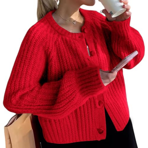 Arssm Womens Cute Cardigan Sweater Long Sleeve Crewneck Button Down Cardigans Knit Top Fashion 20... | Amazon (US)