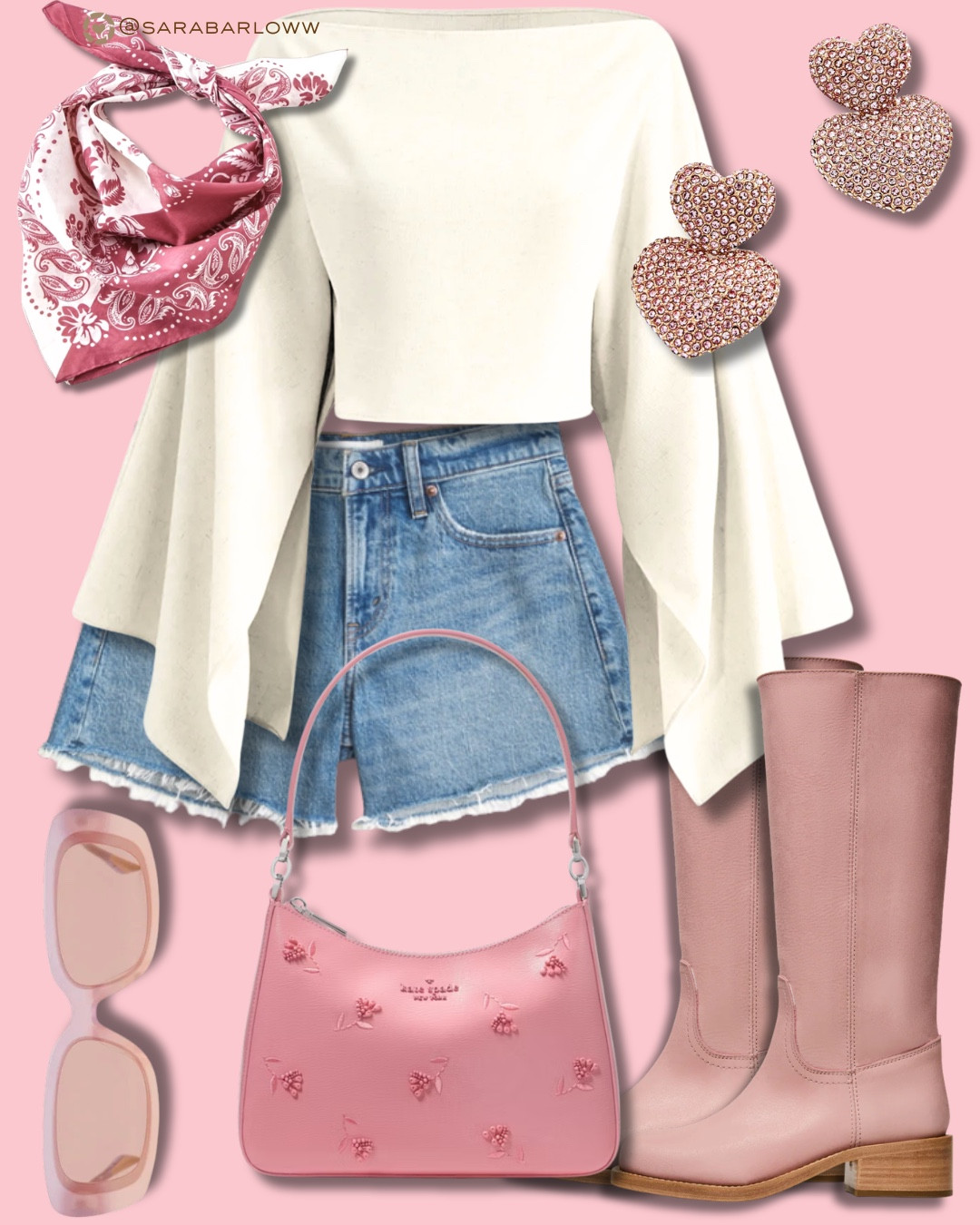 it's release night for Megan Moroney's Cloud 9! If you're leaning in to your best pink and white looks to celebrate, i have a great outfit for you! i'm really into flowy tops and dramatic sleeves recently, so this adorable crop and classic denim shorts are the perfect base. the frye campus boot dupes from Steve Madden offer the perfect pop of pink to welcome in the new era. this outfit is perfect to welcome in spring, to continue the valentines day energy, or just to tap into your girly side! would you rock this pink and white look?  

 #LTKootd #LTKSeasonal #LTKSaleAlert