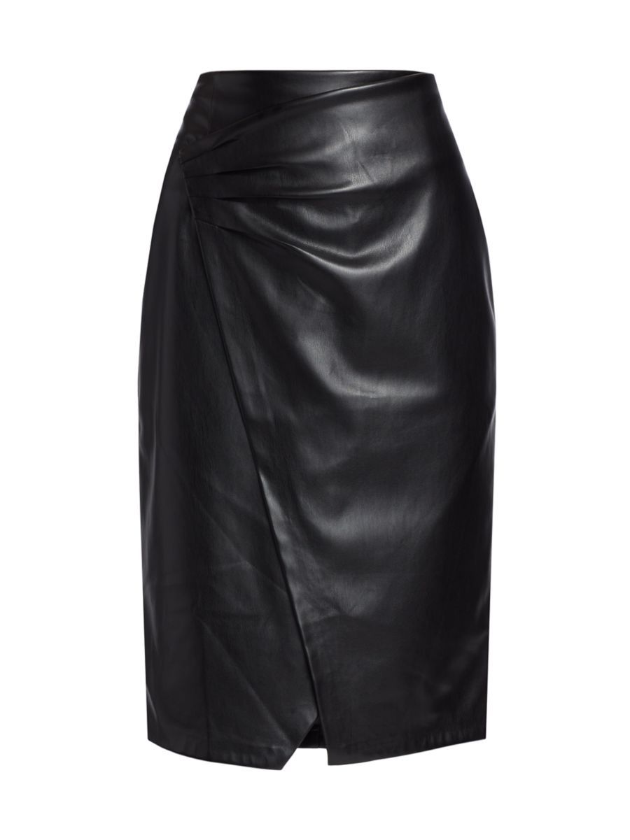 Elie Tahari Vegan Leather Wrap Skirt | Saks Fifth Avenue