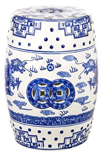 SAFAVIEH Furniture - Dragon's Breath Decorative Garden Stool - Blue - Ceramic - Artisan Hand-Pain... | Amazon (US)