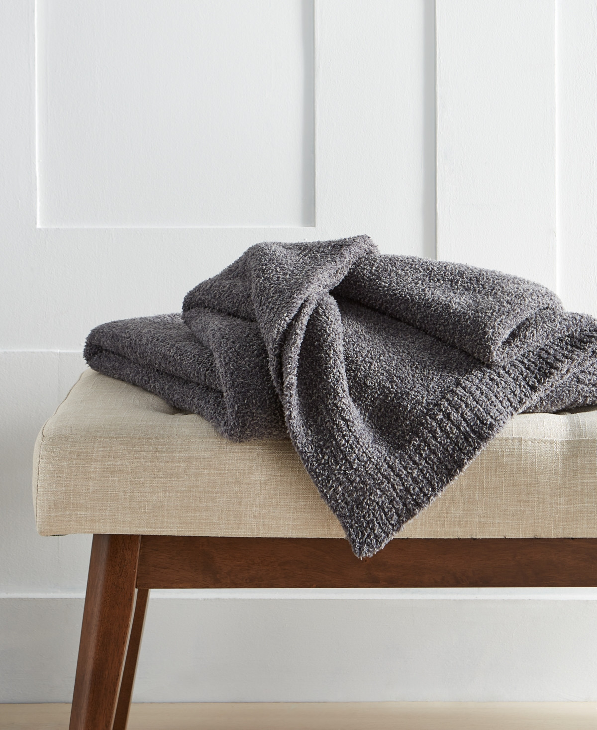 Hotel Collection Luxe Knit Throw, 50" x 70", Exclusively at Macy's - Charcoal | Macy's