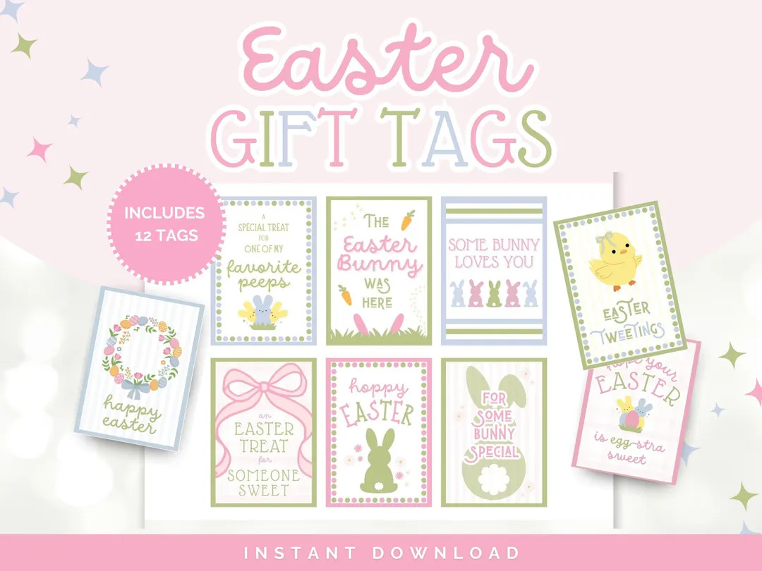Printable Easter Gift Tags: Set of 12 (Instant Download) | Etsy (US)