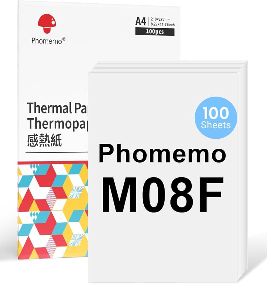 Phomemo M08F A4 Thermal Paper Compatible for M08F M08D M832 M832D M833 M834 Q302 Printers and Oth... | Amazon (UK)