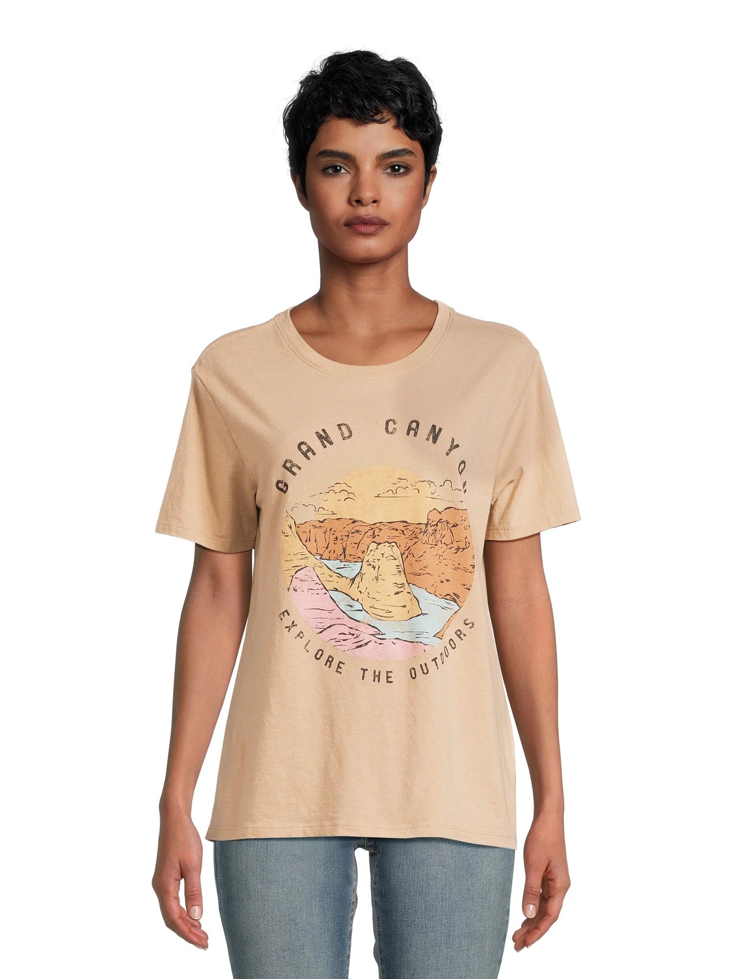 Time And Tru Women's Grand Canyon Graphic Tee with Short Sleeves, Sizes S-XXXL | Walmart (US)