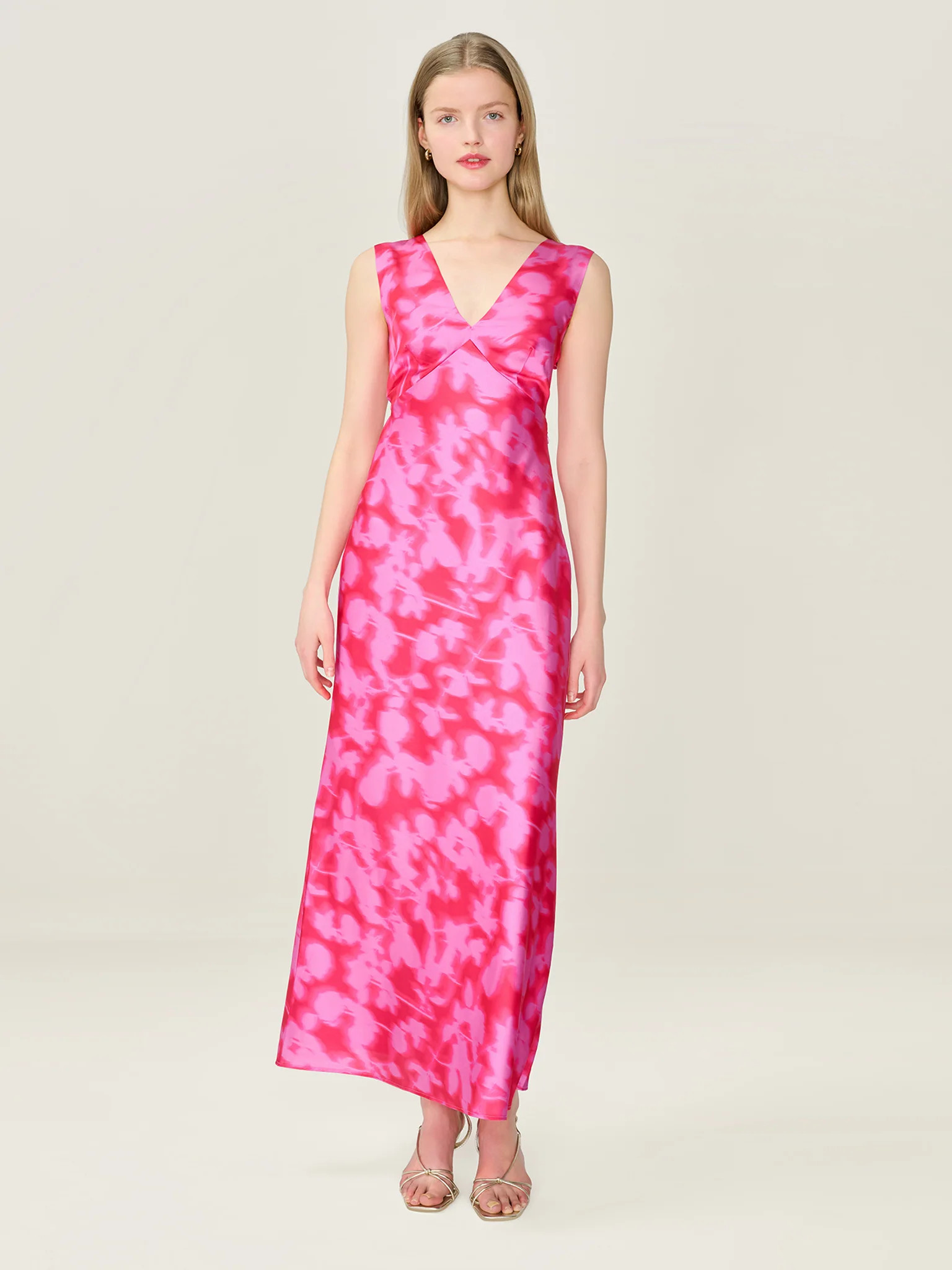 Nova Dress in Blurred Floral Magenta | OMNES UK