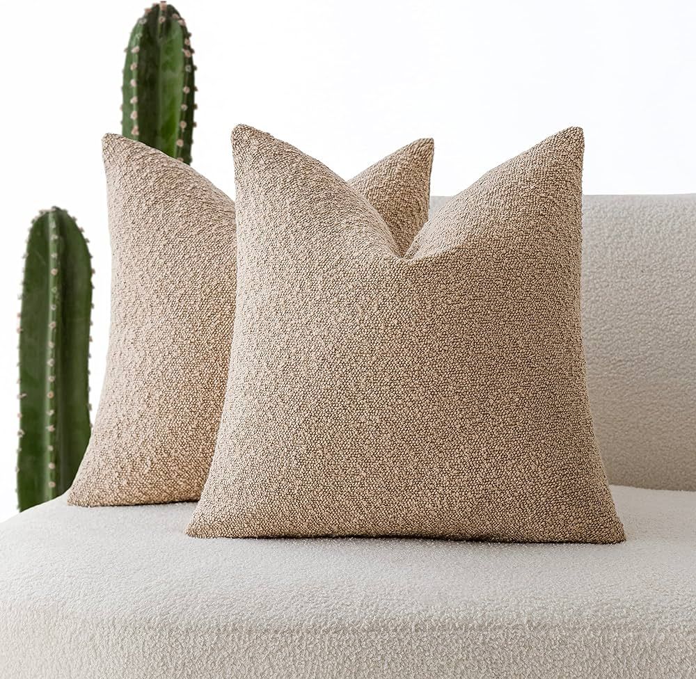 Foindtower Pack of 2 Textured Boucle Throw Pillow Covers Accent Solid Pillow Cases Cozy Soft Deco... | Amazon (US)