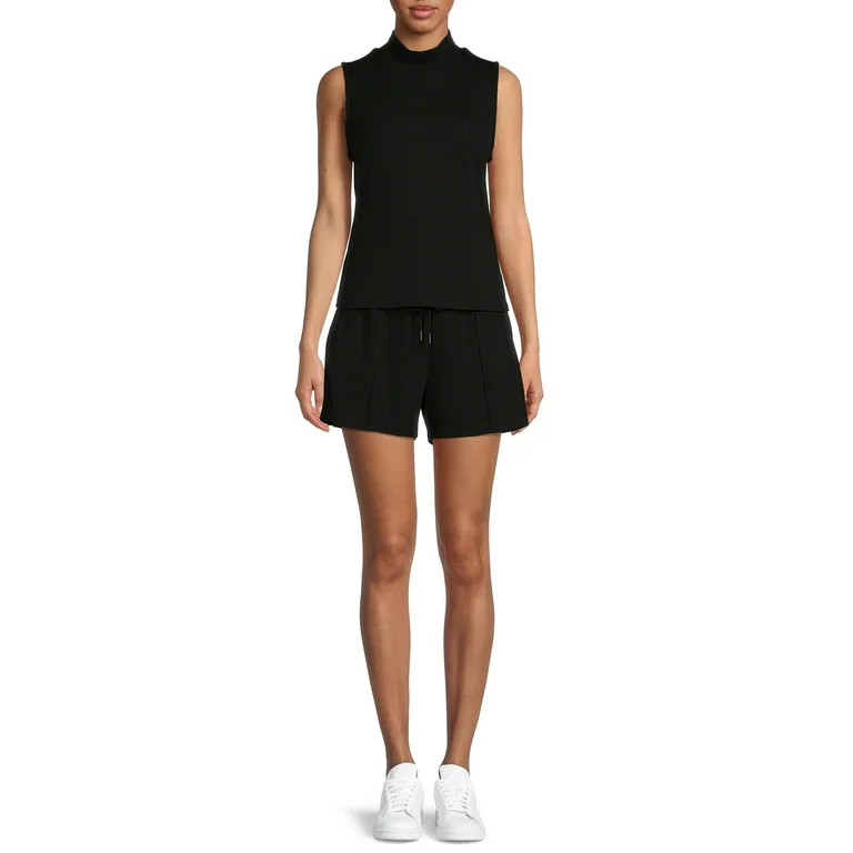 Time and Tru Women's Rib Knit Top and Shorts Set, 2-Piece | Walmart (US)